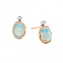   10K Rose Gold Ethiopian Opals and Diamond Earrings .015tdw