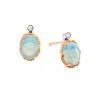   10K Rose Gold Ethiopian Opals and Diamond Earrings .015tdw