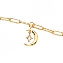 Z12 Yellow Gold-Plated SS Moon & Star Paperclip Bracelet