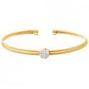 Z9 SS Yellow Gold Plated Cluster Cuff Bracelet  w/ CZs