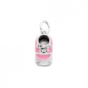 K102 Silver Pink Baby Shoe Charm