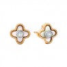 10KY Mother of Pearl & Diamond Clover Earrings .03tdw