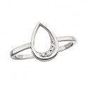 P102 SS Diamond Pear Ring .04tw