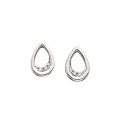 P104 SS Diamond Pear Earrings .03tw 