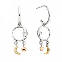 P105 SS Moon & Star Diamond Earrings .05tw