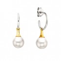 N17 SS Swarovski Pearls in Gold over Silver Hoop Earrings