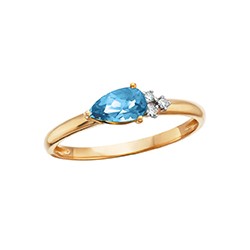 S121 14KY PE BL TOPAZ RING.03TDW