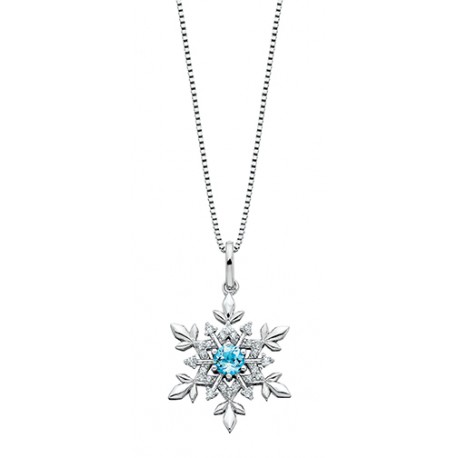 S100 SS RD BLUE TOPAZ SNOWFLAKE PEND.