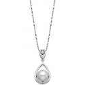 S87 SS Pearl and Diamond Pendant .03TDW