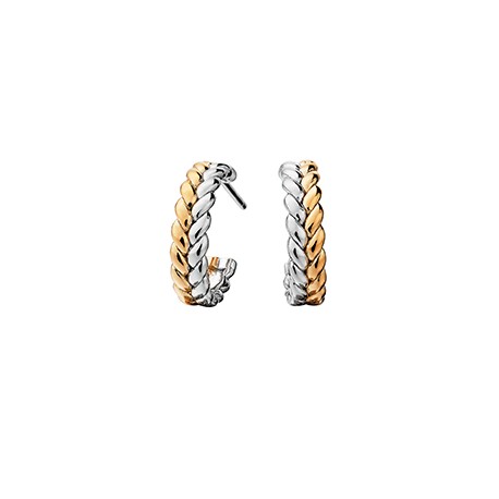 S78 SS TUTONE BRAIDED HOOP EARS
