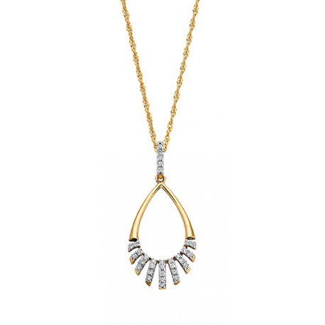 T19 14KY Diamond Fringe Pendant .16TW