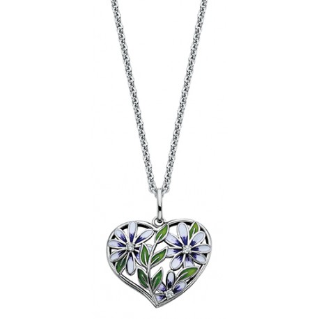 T97 SS WTPZ & ENAM HEART PENDANT