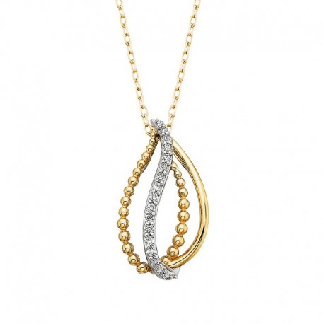 W003-Two Tone Diamond Freeform Pend