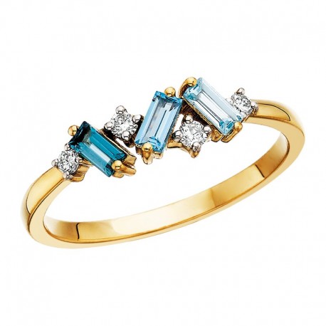 W019-Blue Topaz Ombre Ring .10tdw