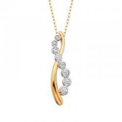 W022-Two Tone Diamond Bezel Pendant