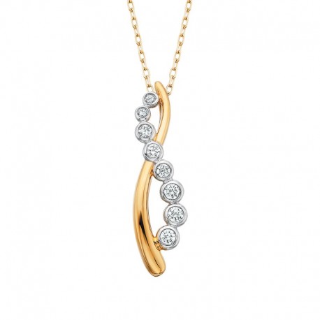 W022-Two Tone Diamond Bezel Pendant