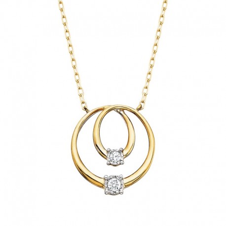 U158-Double Diamond Circle Pendant