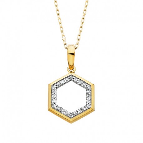 V006- Hexagonal Halo Pendant .12tw