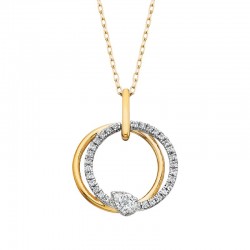 W043- Layered Diamond Circle Pendant