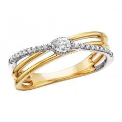 W044- Two-Tone Layered Diamond Band