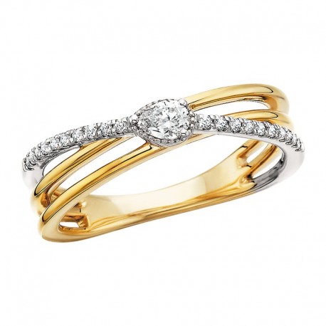 W044- Two-Tone Layered Diamond Band