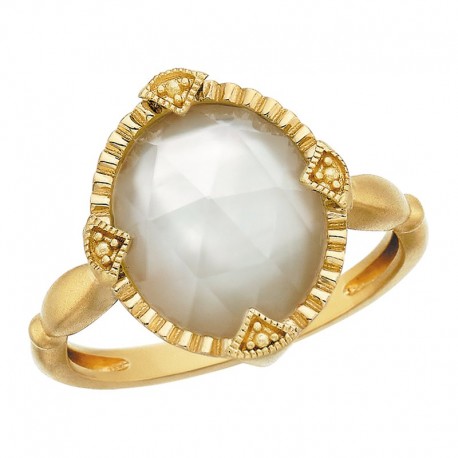 W049- Mother of Pearl Etruscan Ring