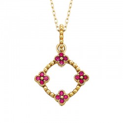 W050- Ruby Quatrefoil Pendant