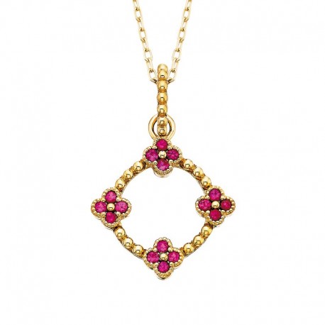 W050- Ruby Quatrefoil Pendant