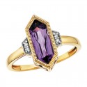 W54-Amethyst Hexagon Ring .02tdw