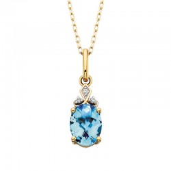 V023-Blue Topaz Oval Pendant .02tdw