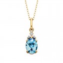 V23-Blue Topaz Oval Pendant .02tdw