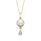 V025-Pearl Teardrop Pendant .02tdw