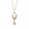 V25-Pearl Teardrop Pendant .02tdw