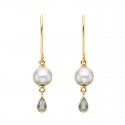V26- Pearl Teardrop Earrings .03tdw