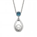 W73- Blue Topaz and Pearl Drop Pend