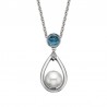 W73- Blue Topaz and Pearl Drop Pend