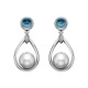 W074- Blue Topaz and Pearl Drop Earr