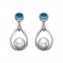 W74- Blue Topaz and Pearl Drop Earr