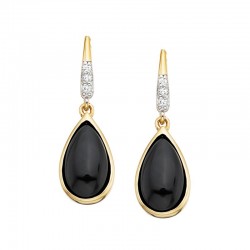 W076- Onyx and Diamond Vermeil Ears
