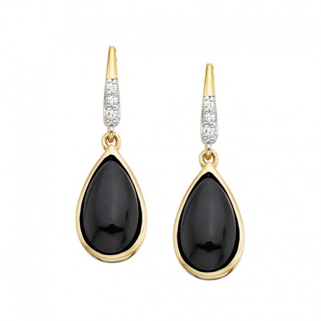 W076- Onyx and Diamond Vermeil Ears