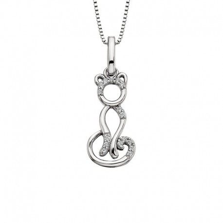 U092-White Topaz Cat Pendant