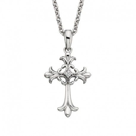 W083- White Topaz Fleur Cross