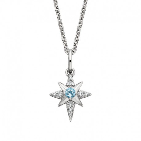 W090-Blue - White Topaz Star Pendan