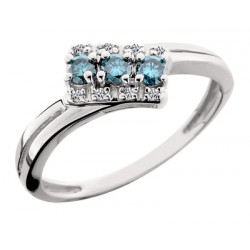 Ladies Three Blue Diamond Ring