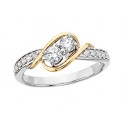 14K White & Yellow Gold Two-Stone "Side by Side" Ring 1/4tdw