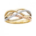 C5 .10ctw 14k Reg $1200.00 Tri color crossover diamond ring