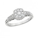 C44 14K white gold .34ctw Cushion Cluster Engagement Ring
