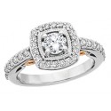 C50 14k 1.00ctw Diamond two tone Halo Cushion Engagement Ring