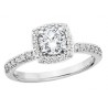 C54 14k white gold Cushion Halo Semi mounting Diamond Engagement Ring..Center diamond sold separately