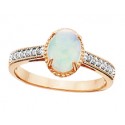 C63 10k Rose/white gold oval Opal and .09ctw Diamond Ring